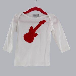 Jack & Nicole Guitar Tee Baby 12-18M White Normcore Relaxed Casual Playful NWT